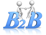 bubble figures shaking hands sitting atop letters B2B (business to business)