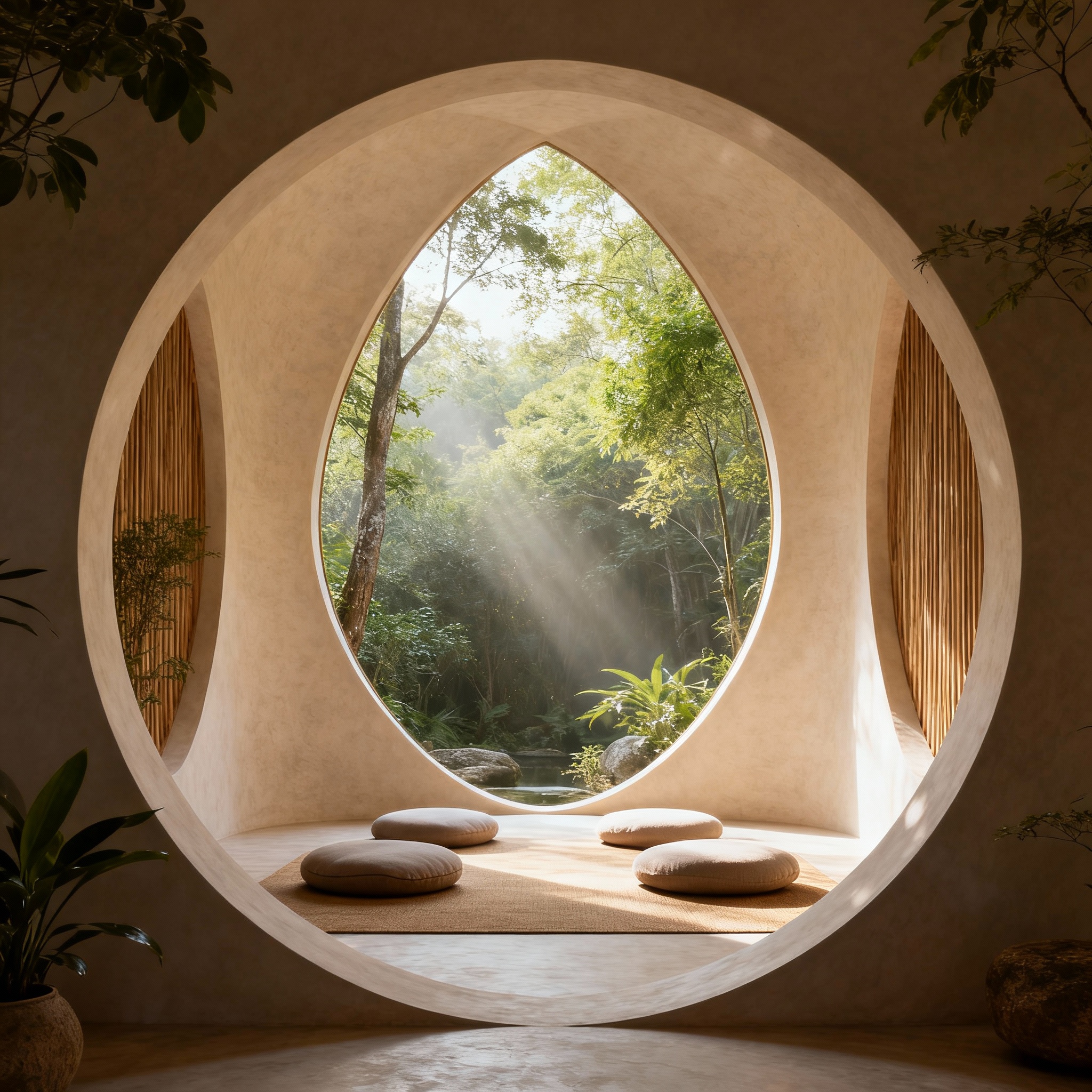 Sacred Healing Spaces with Circles and an Almond-Shaped window using soft, pastel colors helps soothe the nervous system