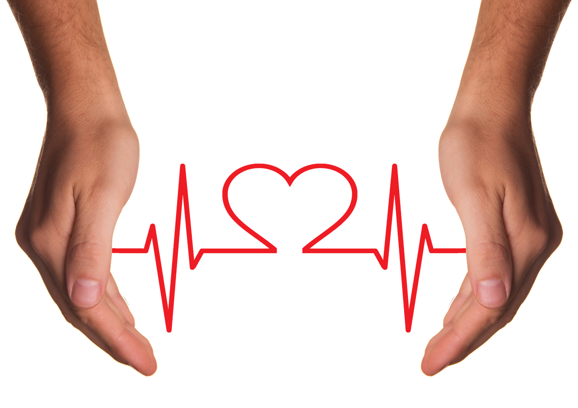 hands on each side of a graph of heart health