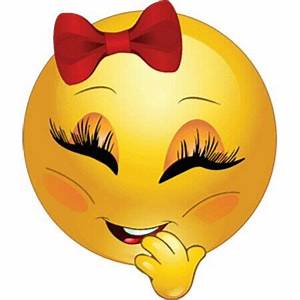giggling smiley face girl with lashes and bow